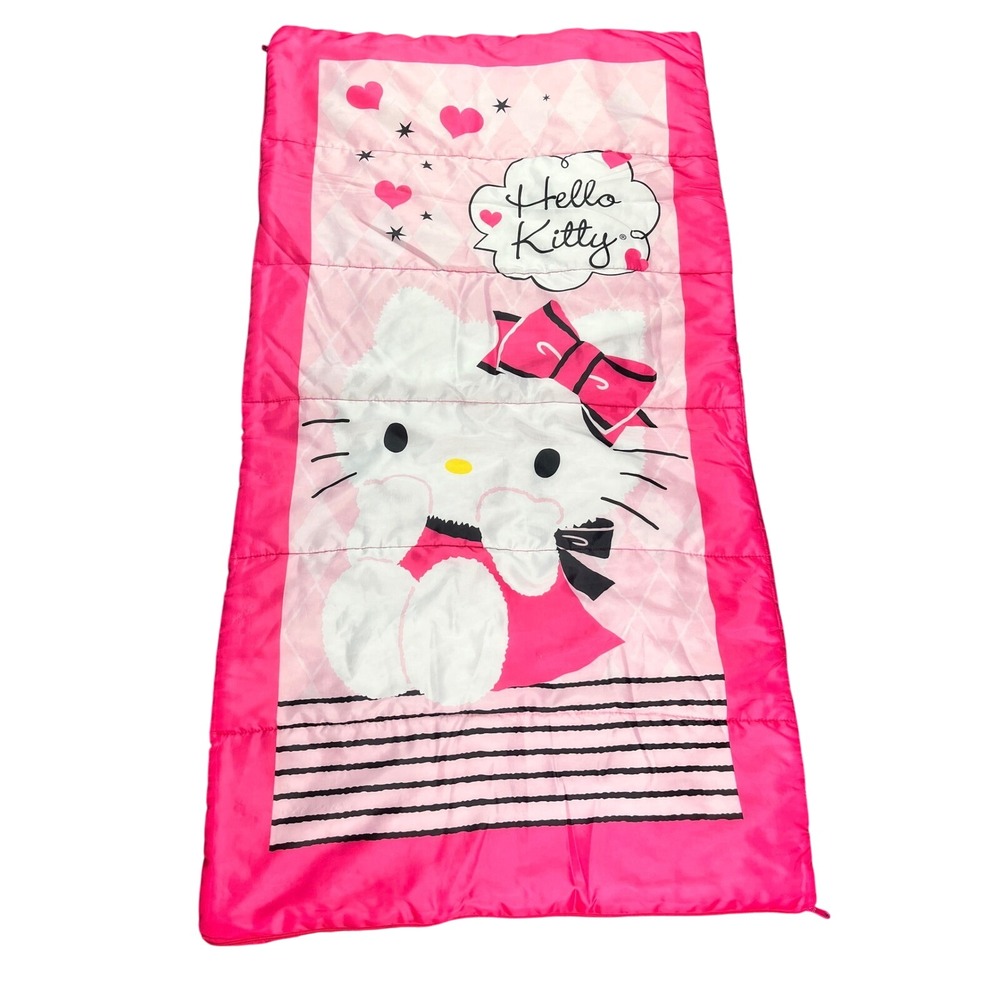 Hello Kitty Sanrio Pink Hearts Stars Sleeping Slumber Bag 30x54.5 2012 Franco